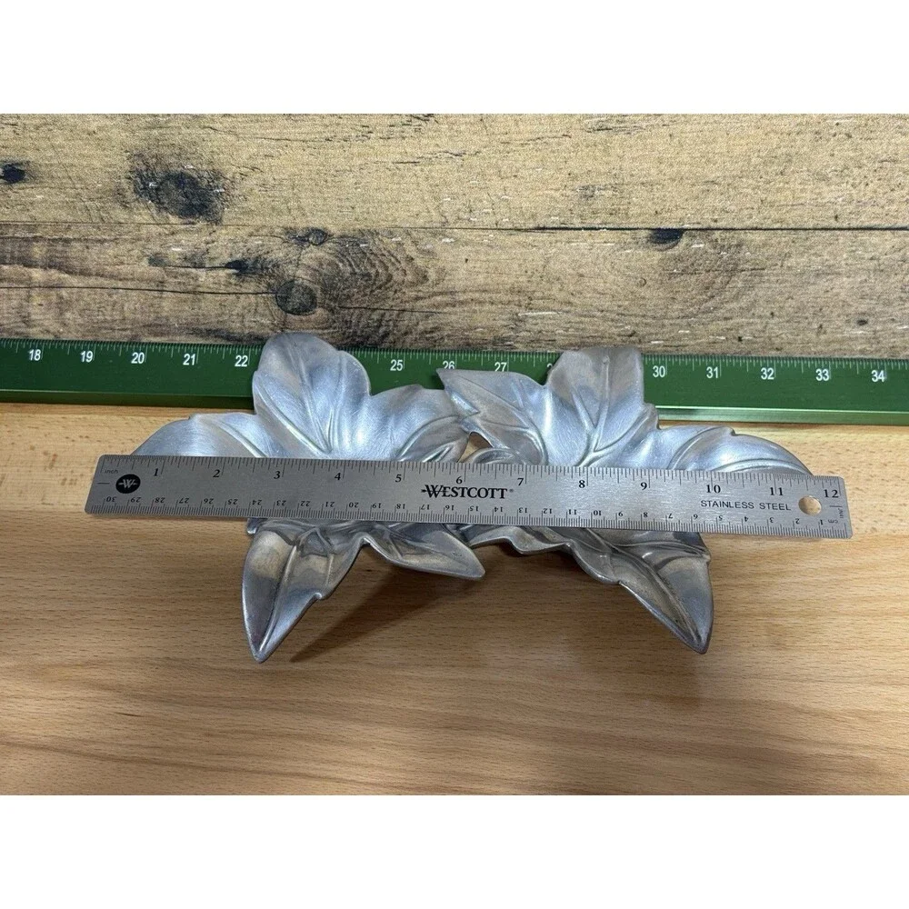 🔥 RARE Vtg Bruce Fox Designs Pewter Signed Double Leaves 12”x7”